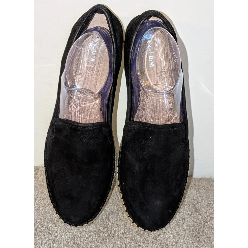 Gianni Bini Black Leather Suede Espadrille Slip On Flats‎ Women Size 11M NEW